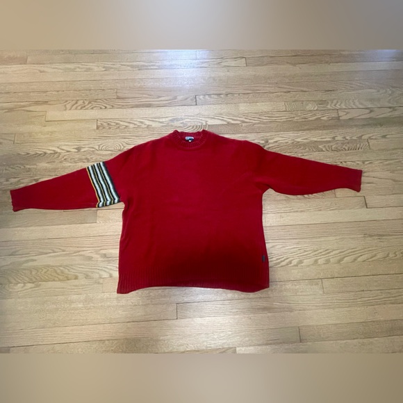90s Paul Smith Red Artist- Stripe Detailed Unisex Wool Sweater Sz L / Men’s S - Picture 5 of 11